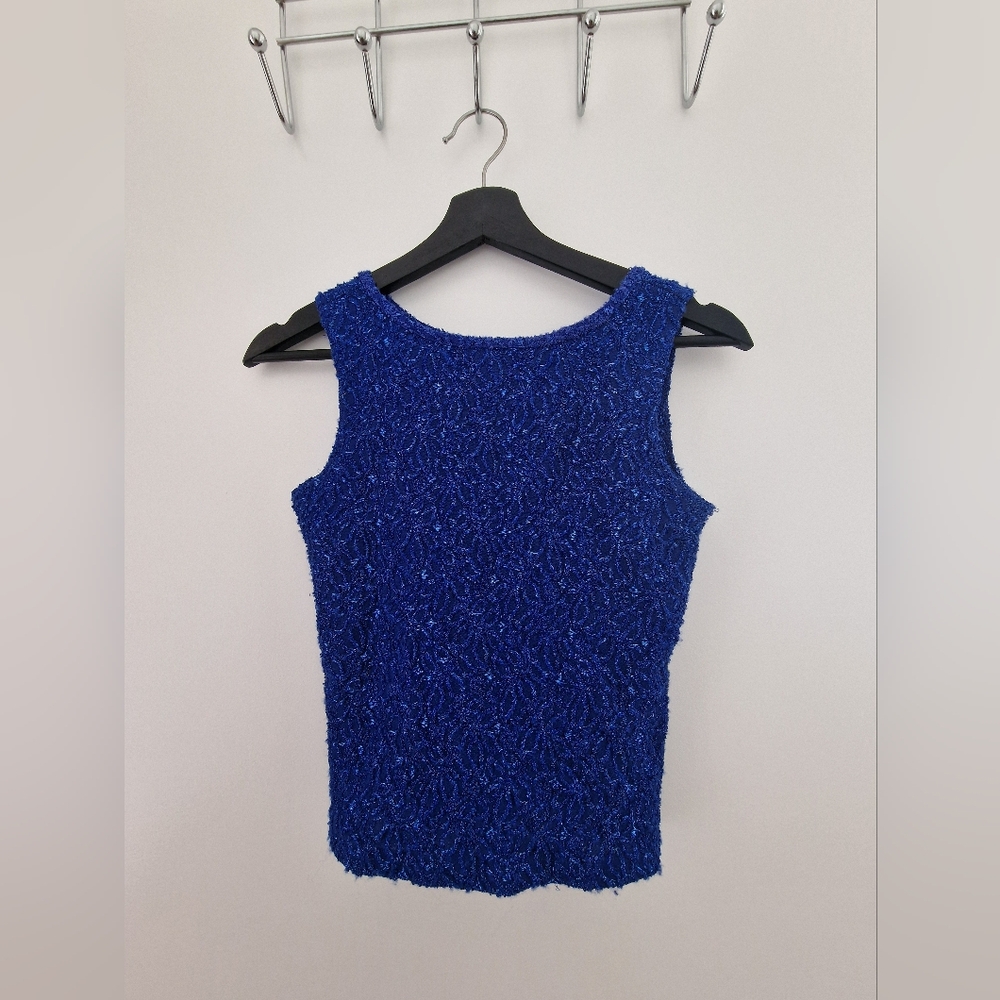 Vintage Chic Royal Blue Textured Tank Top